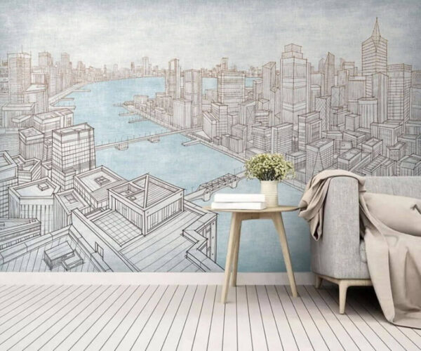 Fotomurales Fotomurales Dibujo de una ciudad (SKU: u20645)