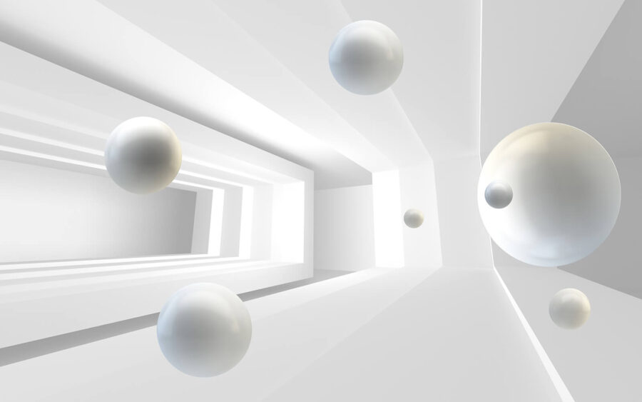 Bolas blancas en una habitación