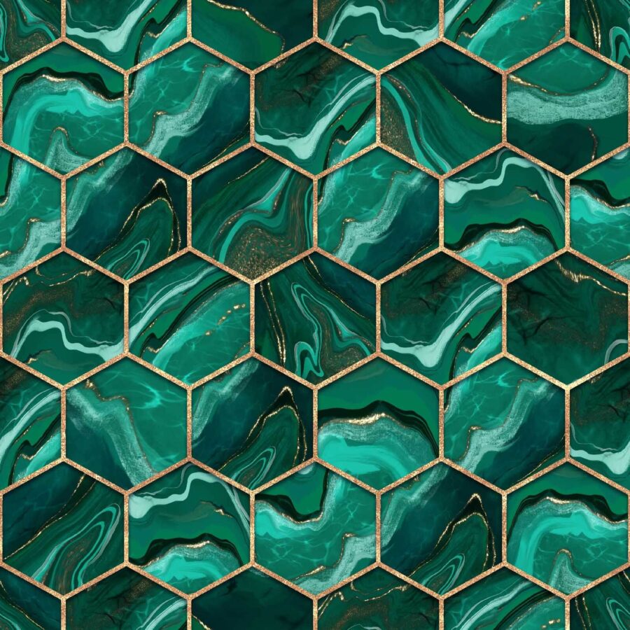 Vibrante diseño de mármol hexagonal
