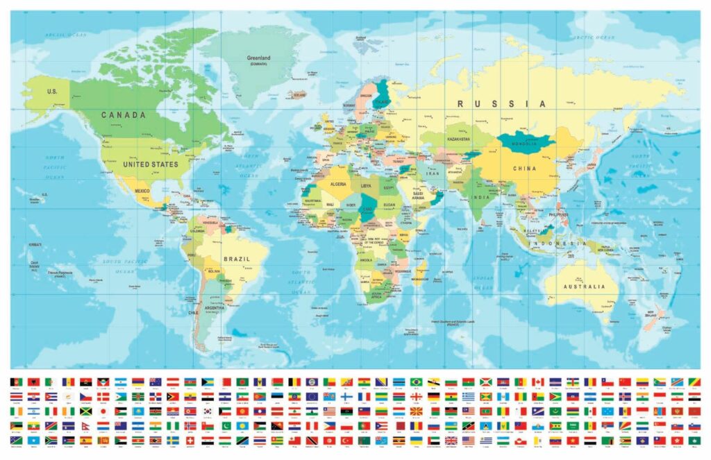 Mapa del mundo con diferentes banderas Mapa del mundo con diferentes banderas
