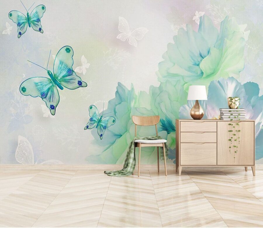 Mariposas sobre fondo blanco