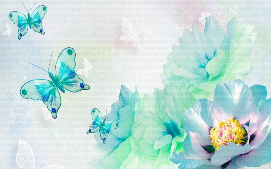 Mariposas sobre fondo blanco