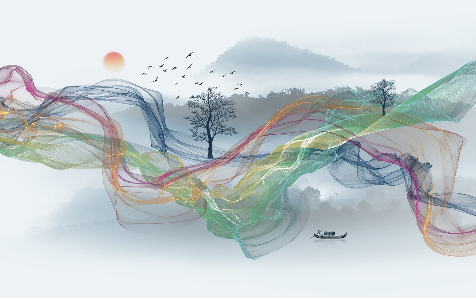 Colorful waves in the sky Colorful waves in the sky