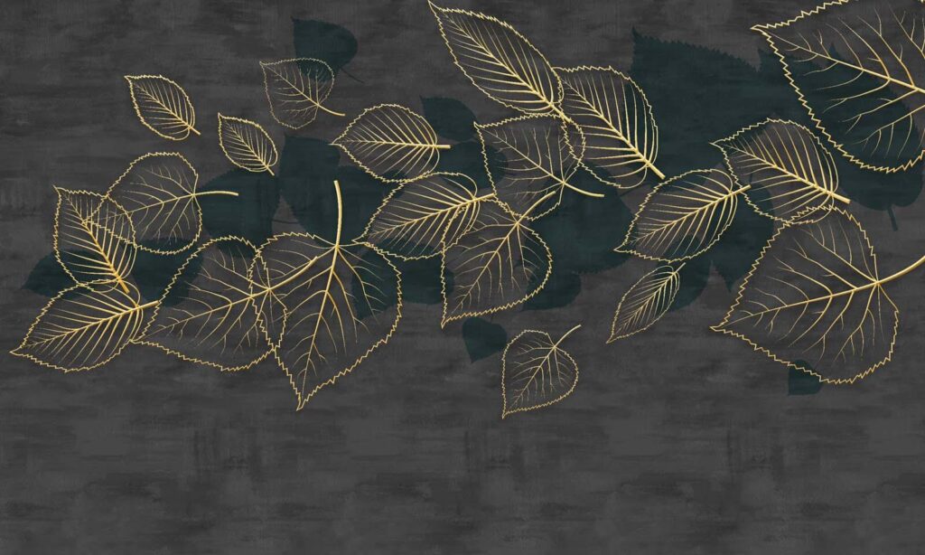 Dibujo de hojas sobre fondo negro Dibujo de hojas sobre fondo negro