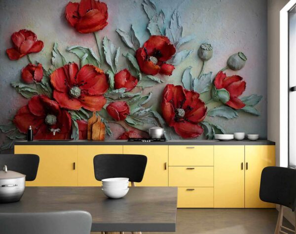 Flores de un rojo vibrante en tonos suaves. Flores de un rojo vibrante en tonos suaves.