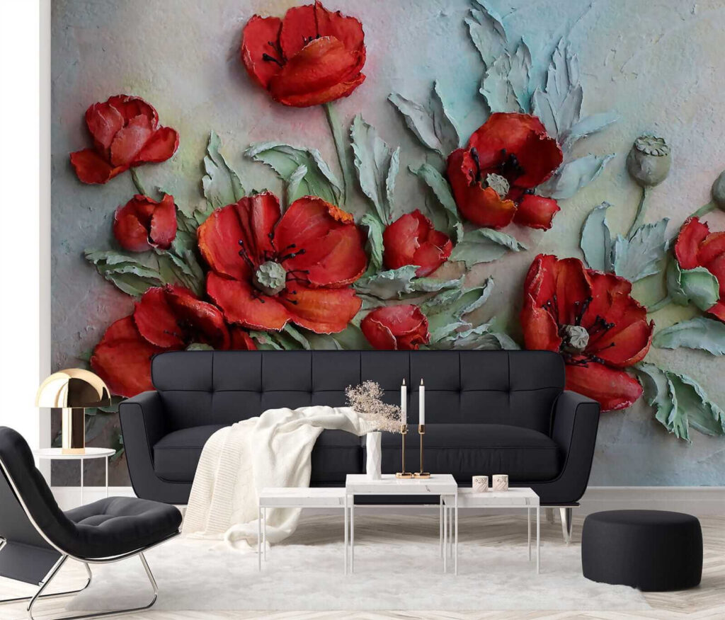 Vibrant red flowers in soft hues