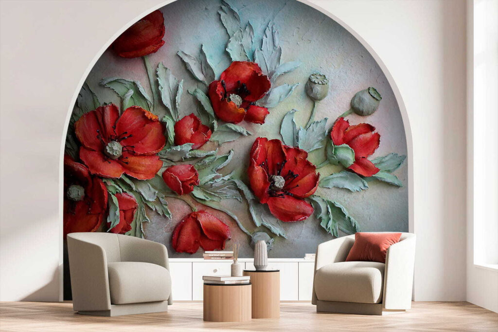 Vibrant red flowers in soft hues