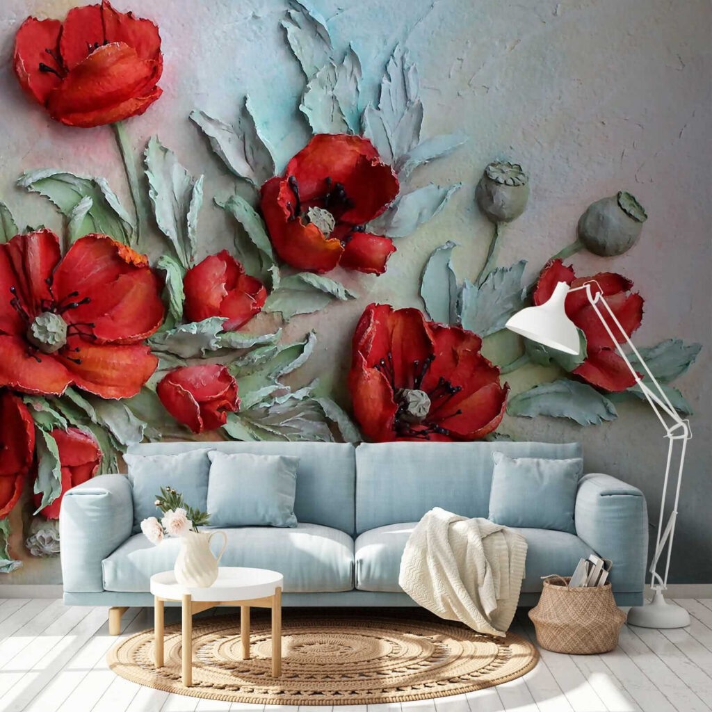 Vibrant red flowers in soft hues