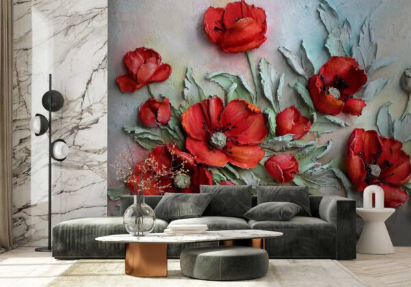 Flores de un rojo vibrante en tonos suaves. Flores de un rojo vibrante en tonos suaves.