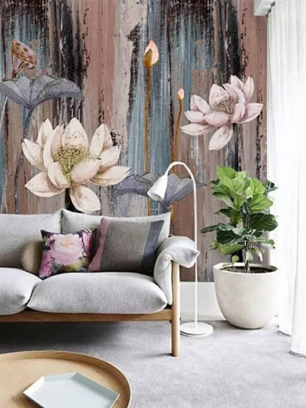 Pintura de flores sobre una superficie de madera Pintura de flores sobre una superficie de madera