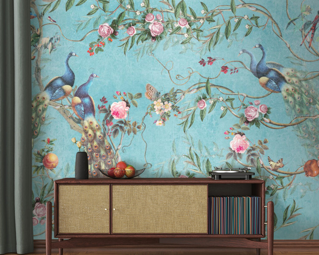 Un papel pintado con pájaros y flores u12428pig20m 1024x819 - Un papel pintado con pájaros y flores - tegory