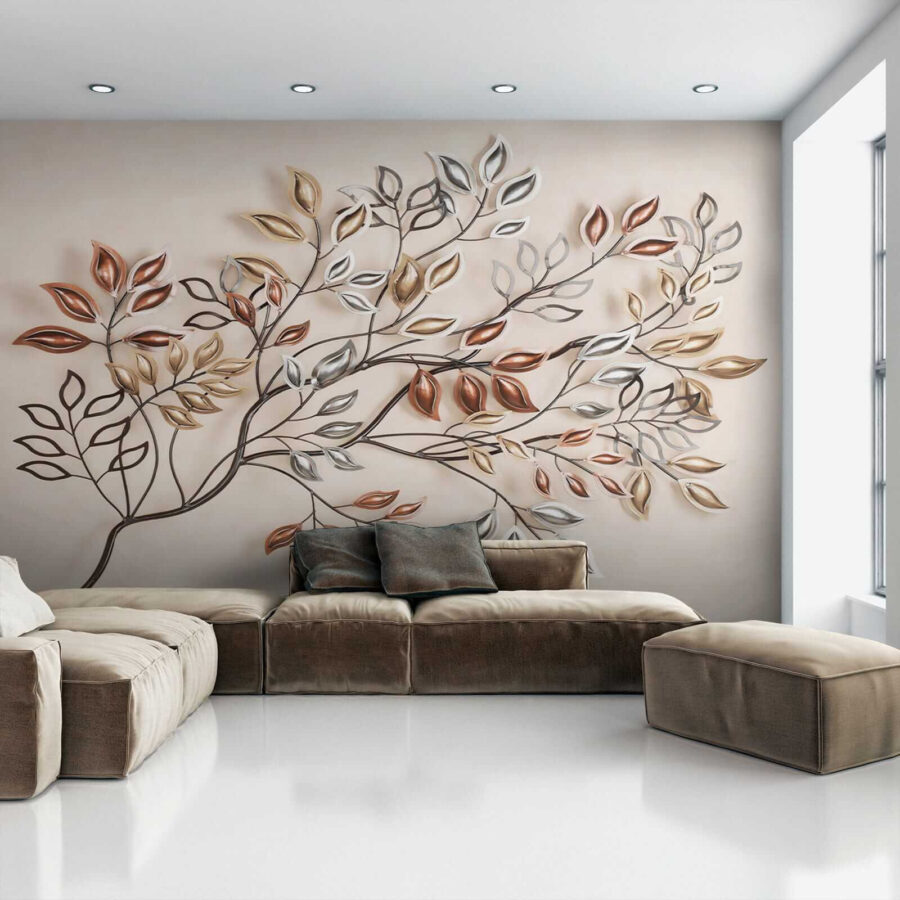 Árbol metálico con hojas