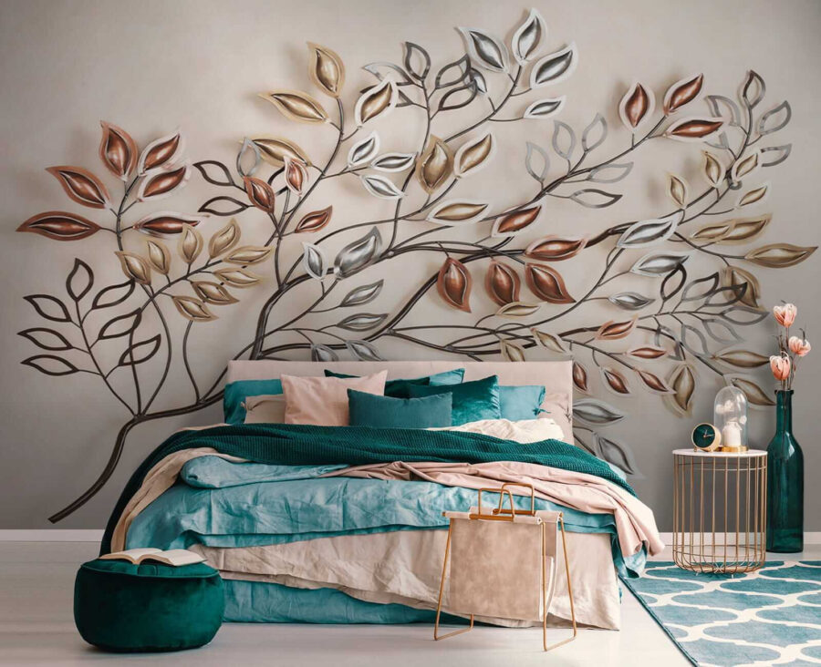Árbol metálico con hojas