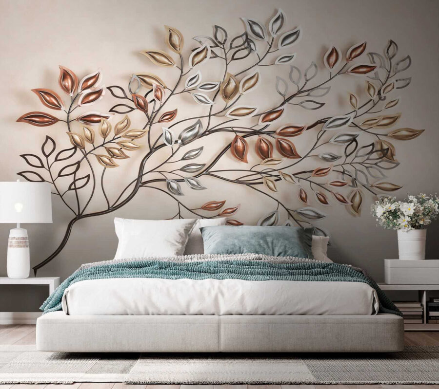 Árbol metálico con hojas