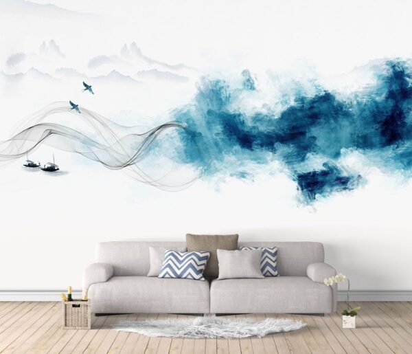 Humo azul y un pájaro Humo azul y un pájaro