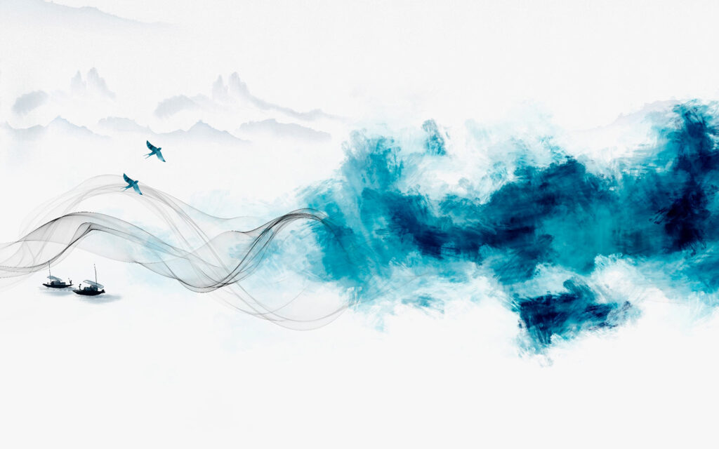 Humo azul y un pájaro Humo azul y un pájaro