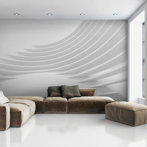 Habitación blanca con líneas curvas Habitación blanca con líneas curvas