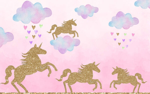 Unicornios y nubes con corazones y corazones Unicornios y nubes con corazones y corazones