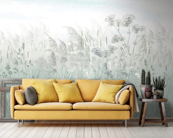 Fotomurales Campo de hierba y flores