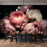 Un primer plano de flores Fotomurales Grupo de rosas rosas y blancas