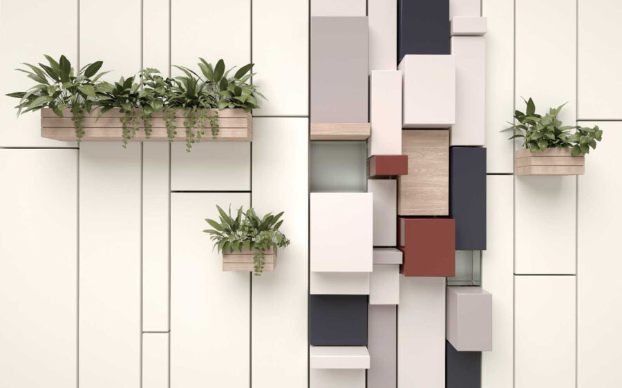 Fotomurales Pared con plantas y cajas - Imagen 5