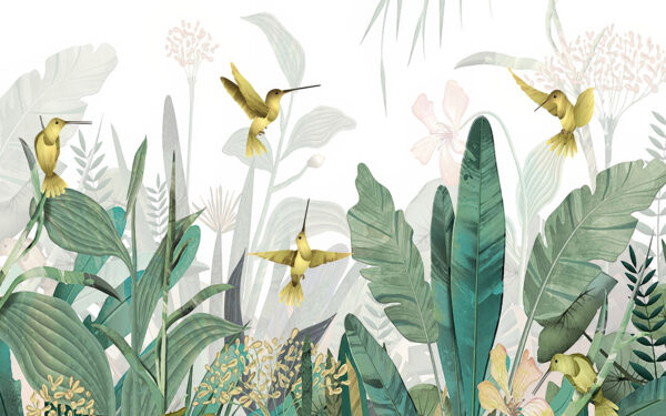 Hummingbirds flying over plants Hummingbirds flying over plants