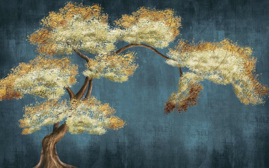 Árbol con hojas amarillas y blancas