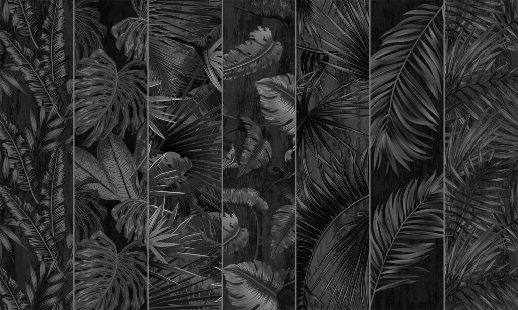 Imagen en blanco y negro de una variedad de hojas Imagen en blanco y negro de una variedad de hojas