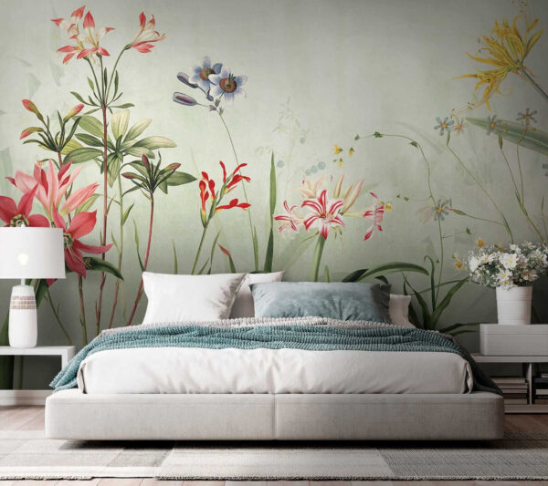 Flores vibrantes en tonos verdes suaves Flores vibrantes en tonos verdes suaves