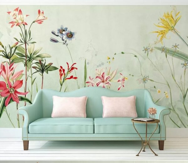 Flores vibrantes en tonos verdes suaves Flores vibrantes en tonos verdes suaves