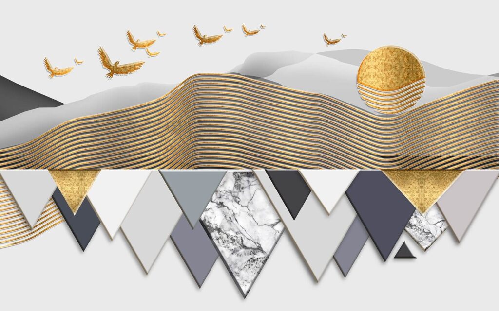 Papel pintado con pájaros volando en el cielo Papel pintado con pájaros volando en el cielo