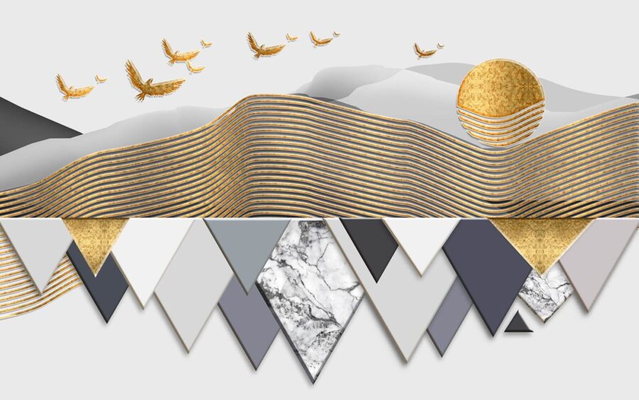 Papel pintado con pájaros volando en el cielo