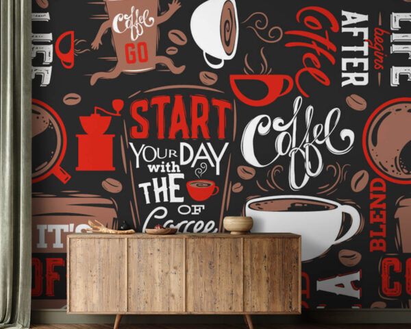 Patrón de tazas y granos de café Patrón de tazas y granos de café