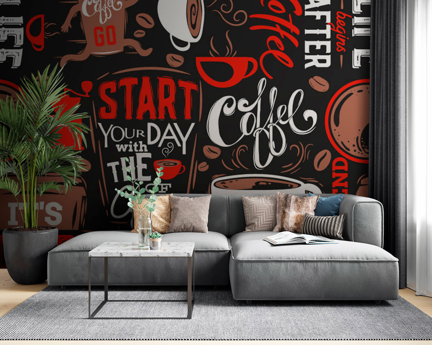 u03080pig53m - Patrón de tazas y granos de café - tegory