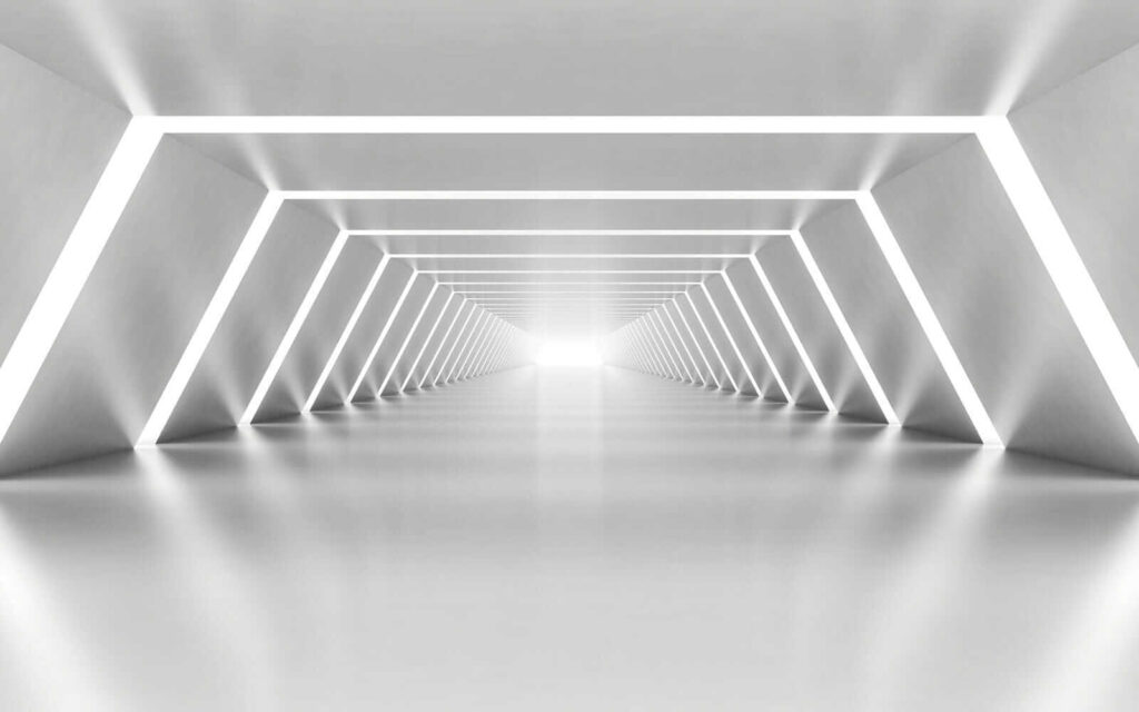 Una habitación blanca con luces Una habitación blanca con luces