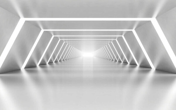Una habitación blanca con luces Una habitación blanca con luces