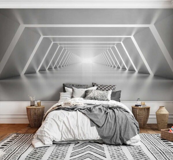 Una habitación blanca con luces Una habitación blanca con luces