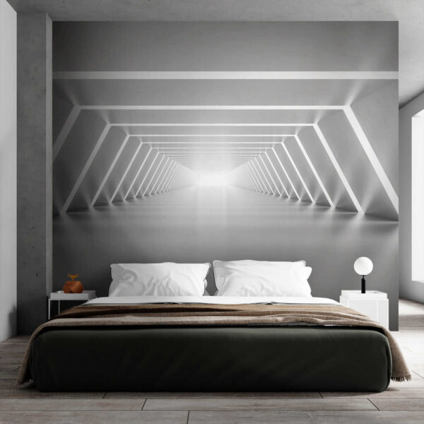 Una habitación blanca con luces Una habitación blanca con luces