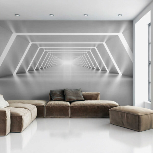 Una habitación blanca con luces Una habitación blanca con luces