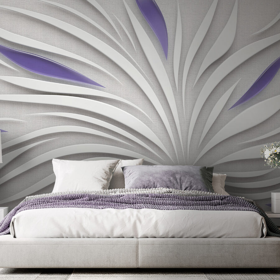 Un remolino blanco y morado en una pared Un remolino blanco y morado en una pared
