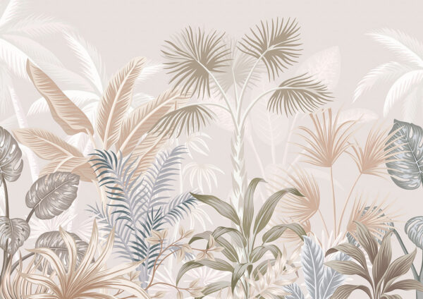 Hojas tropicales en suaves tonos pastel Hojas tropicales en suaves tonos pastel