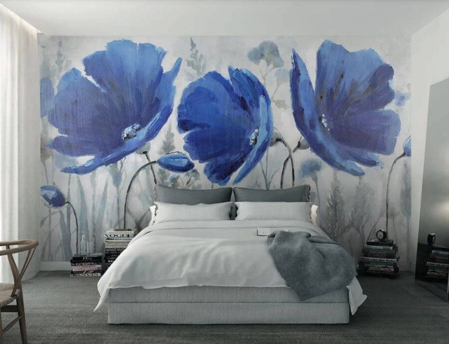 Pintura de flores azules