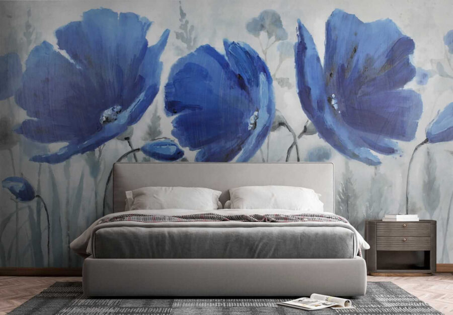 Pintura de flores azules