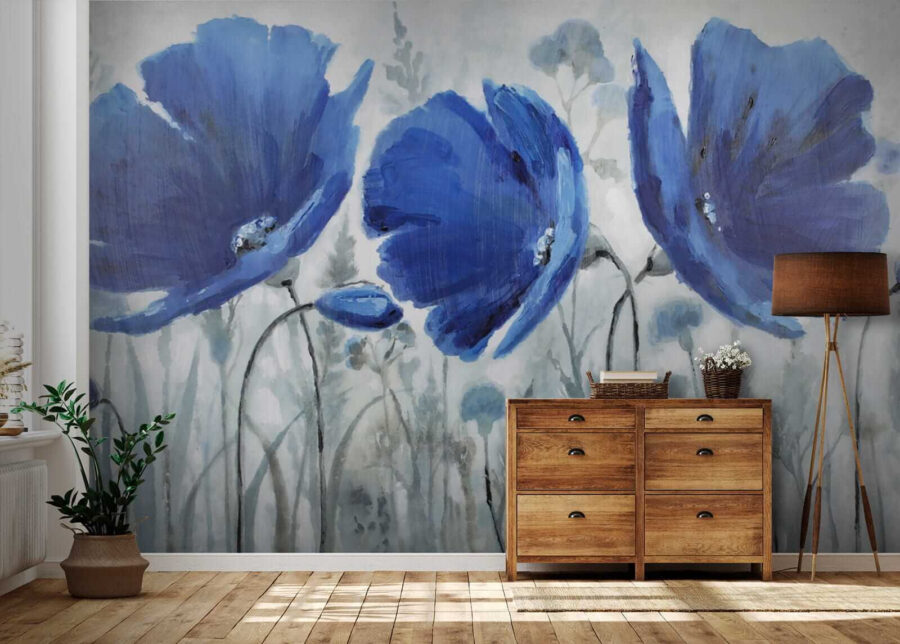 Pintura de flores azules