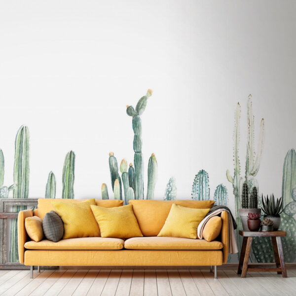 Group of cactuses on a white background
