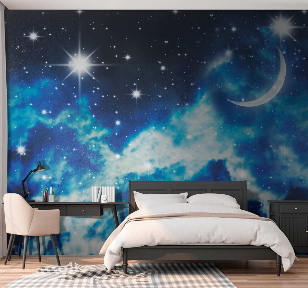 Moon and stars in the sky Moon and stars in the sky