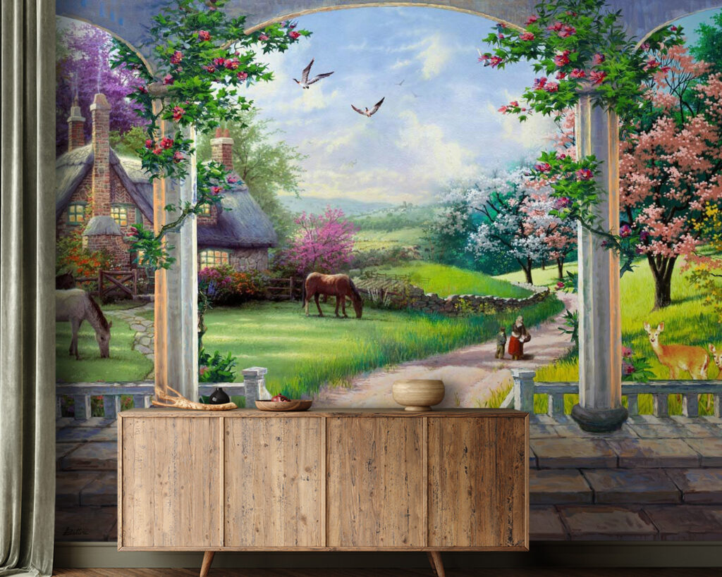 u09760pig21m 1024x819 - Pintura de un paisaje con un caballo y una casa - tegory