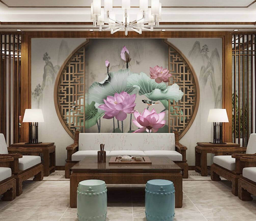 Papel pintado con flores y hojas rosas u11741pig1m - Papel pintado con flores y hojas rosas - tegory