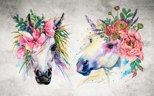 Pareja de caballos con flores en la cabeza u14264p 600x375 - Pareja de caballos con flores en la cabeza