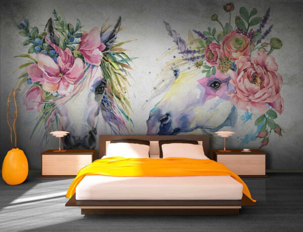 Pareja de caballos con flores en la cabeza u14264pib1 600x459 - Pareja de caballos con flores en la cabeza